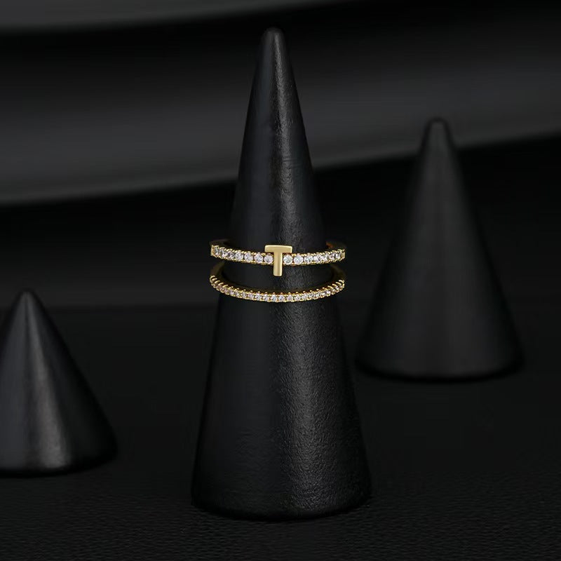 Personalized Initial Open Ring – Custom Letter Adjustable Ring for Women