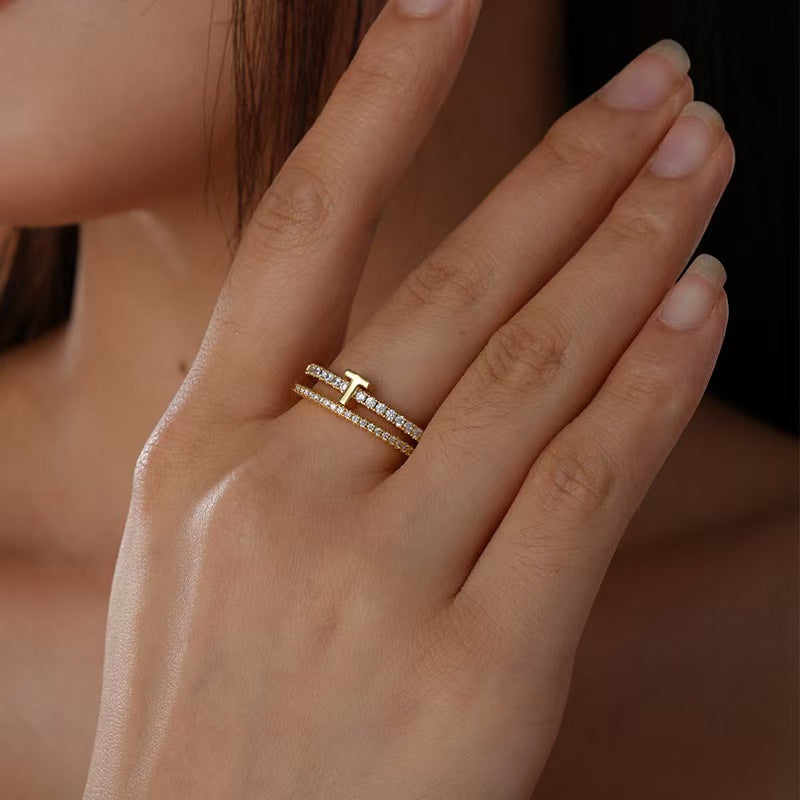 Personalized Initial Open Ring – Custom Letter Adjustable Ring for Women