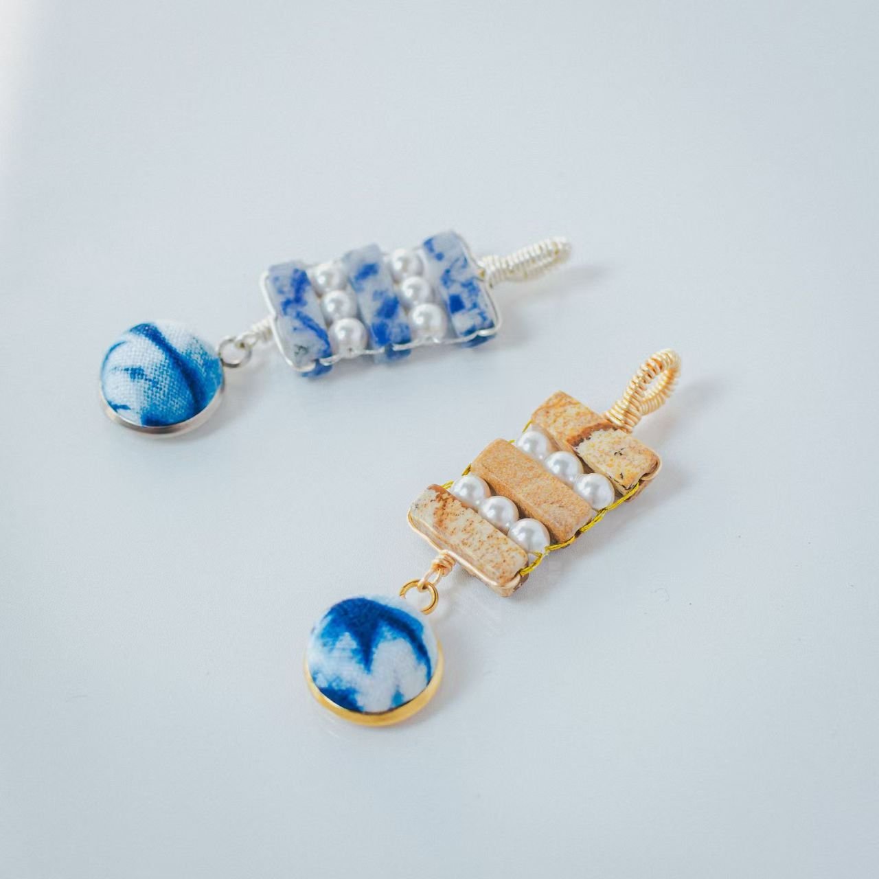 Boho Hand - Dyed Fabric & Natural Stone Pendant Necklace - Zyrona WorksZyrona Works024Boho Hand - Dyed Fabric & Natural Stone Pendant Necklace