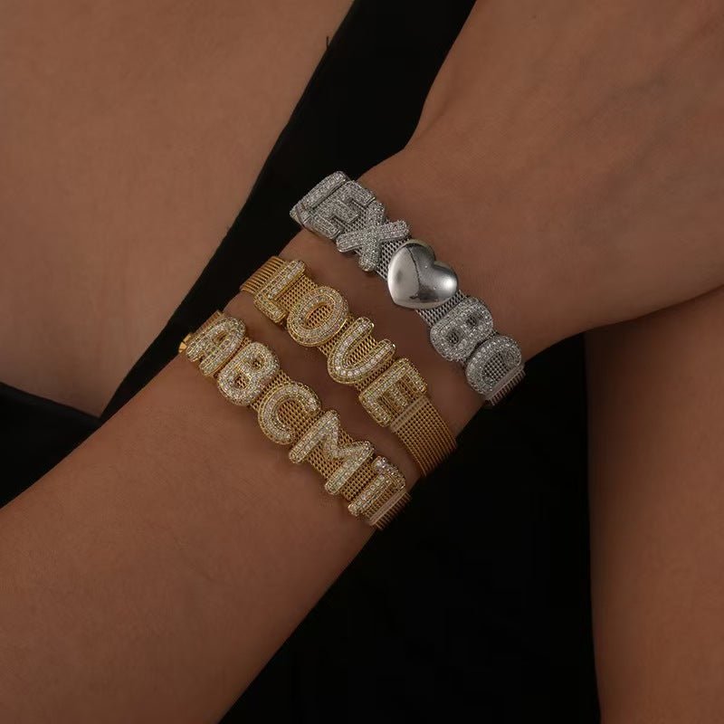 Custom Initial Bracelet with Sparkling Stones – Personalized Letter Bangle | Elegant Gift for Her - Zyrona WorksMy StoreSilverCustom Initial Bracelet with Sparkling Stones – Personalized Letter Bangle | Elegant Gift for Her