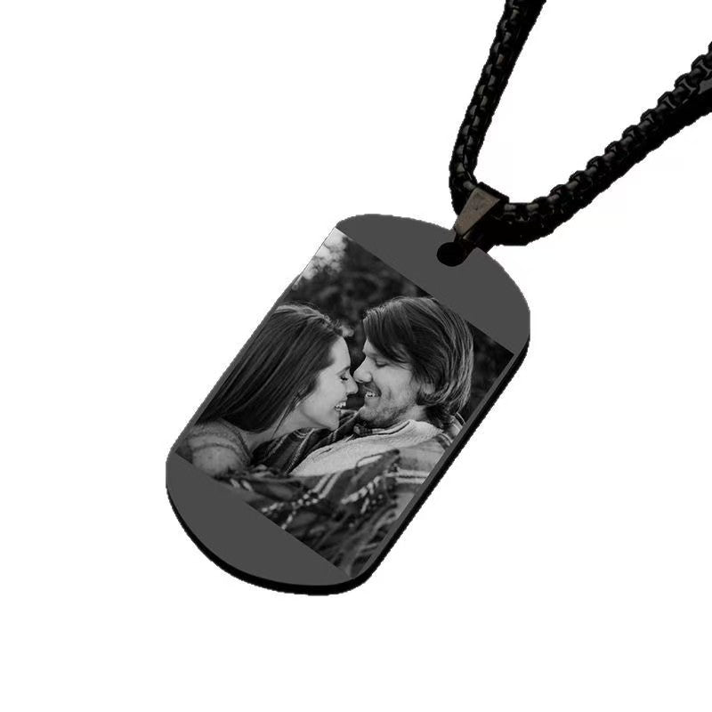 Custom Laser Engraved Titanium Dog Tag Necklace - Text & Image - Zyrona WorksZyrona WorksBlackCustom Laser Engraved Titanium Dog Tag Necklace - Text & Image