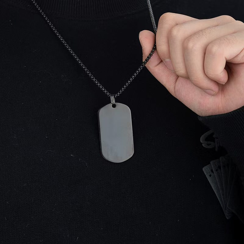 Custom Laser Engraved Titanium Dog Tag Necklace - Text & Image - Zyrona WorksZyrona WorksBlackCustom Laser Engraved Titanium Dog Tag Necklace - Text & Image