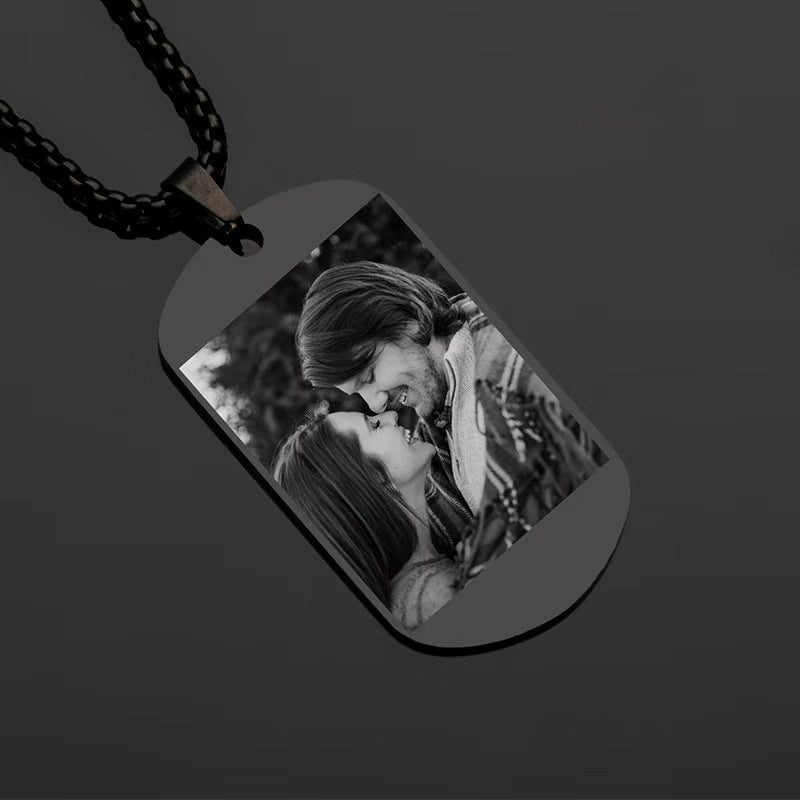 Custom Laser Engraved Titanium Dog Tag Necklace - Text & Image - Zyrona WorksZyrona WorksBlackCustom Laser Engraved Titanium Dog Tag Necklace - Text & Image