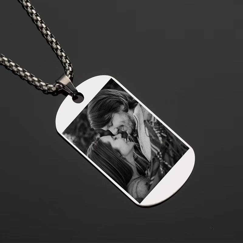 Custom Laser Engraved Titanium Dog Tag Necklace - Text & Image - Zyrona WorksZyrona WorksSilverCustom Laser Engraved Titanium Dog Tag Necklace - Text & Image
