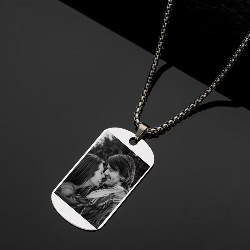 Custom Laser Engraved Titanium Dog Tag Necklace - Text & Image - Zyrona WorksZyrona WorksSilverCustom Laser Engraved Titanium Dog Tag Necklace - Text & Image