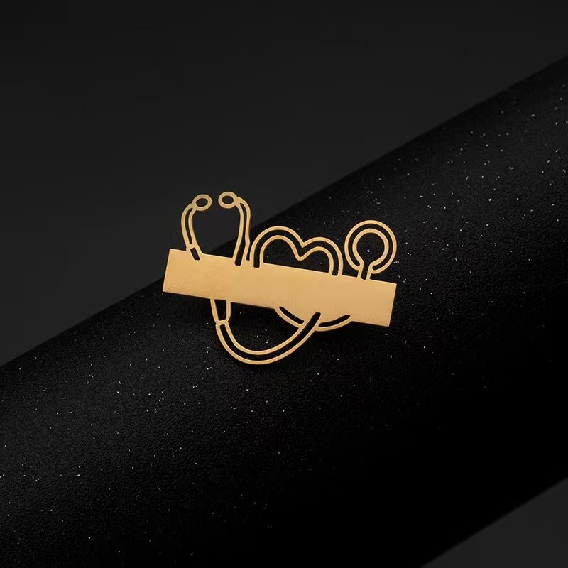 Custom Letter Stethoscope Pin Badge - Zyrona WorksZyrona WorksGoldCustom Letter Stethoscope Pin Badge