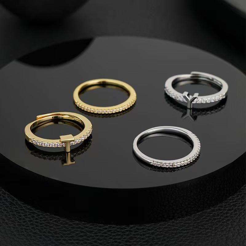 Personalized Initial Open Ring – Custom Letter Adjustable Ring for Women