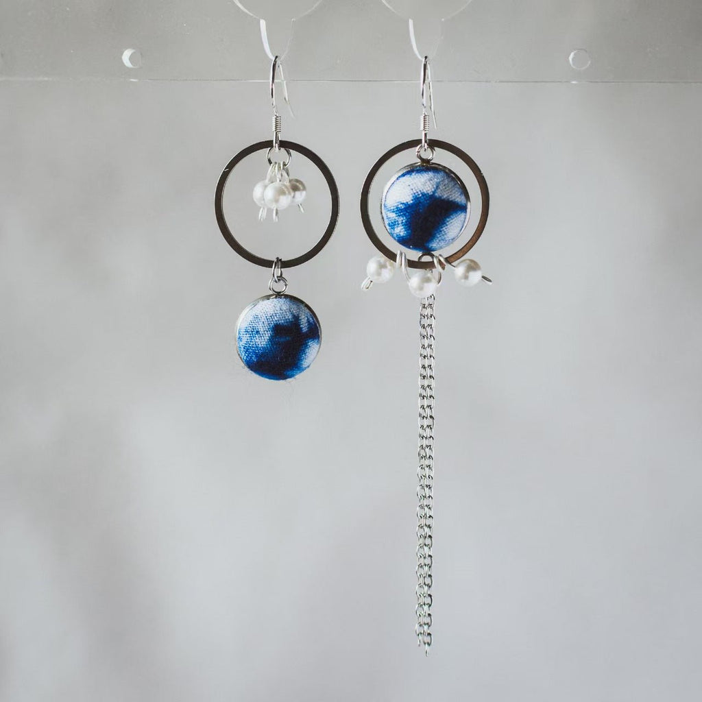 Heritage Fusion Tie - Dye Asymmetric Earrings - Zyrona WorksZyrona WorksHeritage Fusion Tie - Dye Asymmetric Earrings