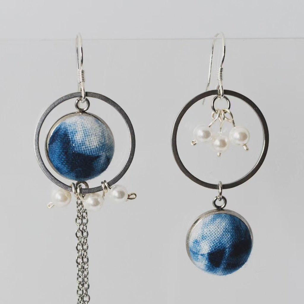 Heritage Fusion Tie - Dye Asymmetric Earrings - Zyrona WorksZyrona WorksHeritage Fusion Tie - Dye Asymmetric Earrings