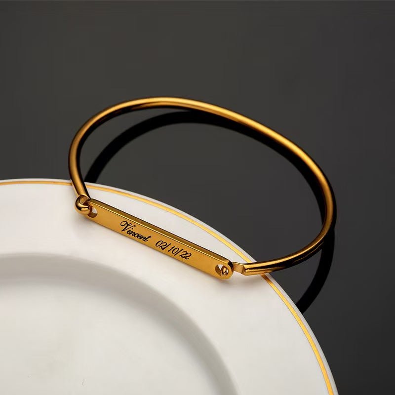 Laser Engraved Stainless Steel Bracelet - Zyrona WorksZyrona WorksGoldLaser Engraved Stainless Steel Bracelet