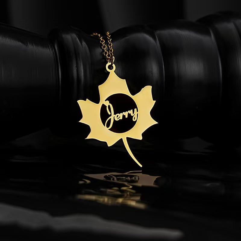 Maple Leaf Custom Letter Necklace - Zyrona WorksZyrona WorksGoldMaple Leaf Custom Letter Necklace