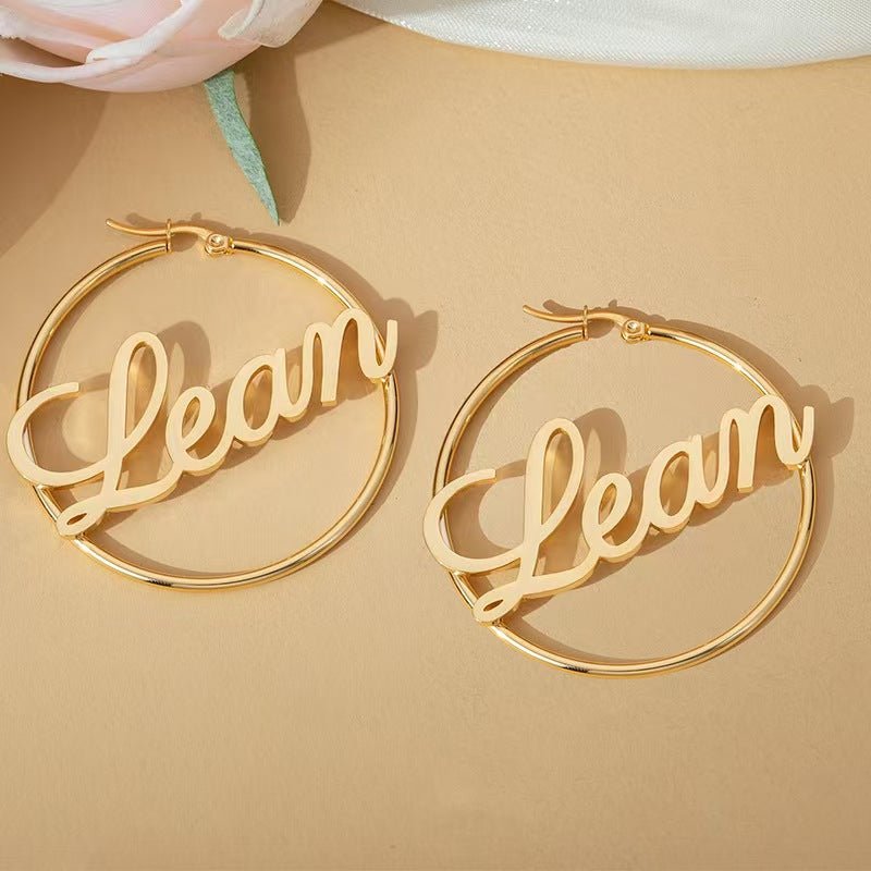 Personalized Letter Hoop Earrings - Customizable with Your Initials - Zyrona WorksZyrona WorksGoldPersonalized Letter Hoop Earrings - Customizable with Your Initials