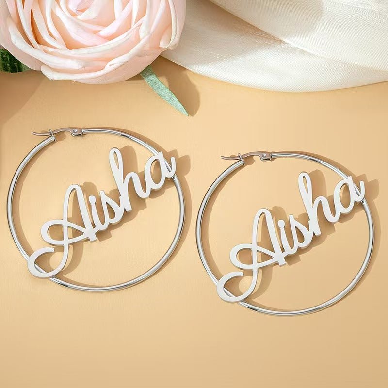 Personalized Letter Hoop Earrings - Customizable with Your Initials - Zyrona WorksZyrona WorksSilverPersonalized Letter Hoop Earrings - Customizable with Your Initials