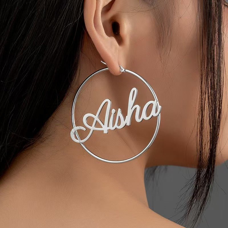 Personalized Letter Hoop Earrings - Customizable with Your Initials - Zyrona WorksZyrona WorksSilverPersonalized Letter Hoop Earrings - Customizable with Your Initials