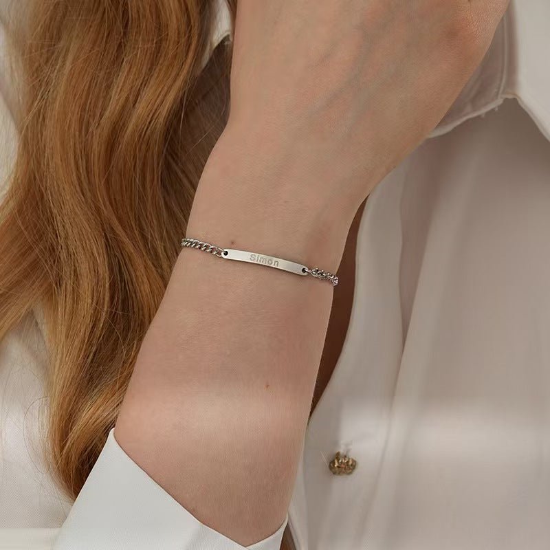 Personalized Square Plate Bracelet – A Gift with Meaning - Zyrona WorksMy StoreSilverPersonalized Square Plate Bracelet – A Gift with Meaning
