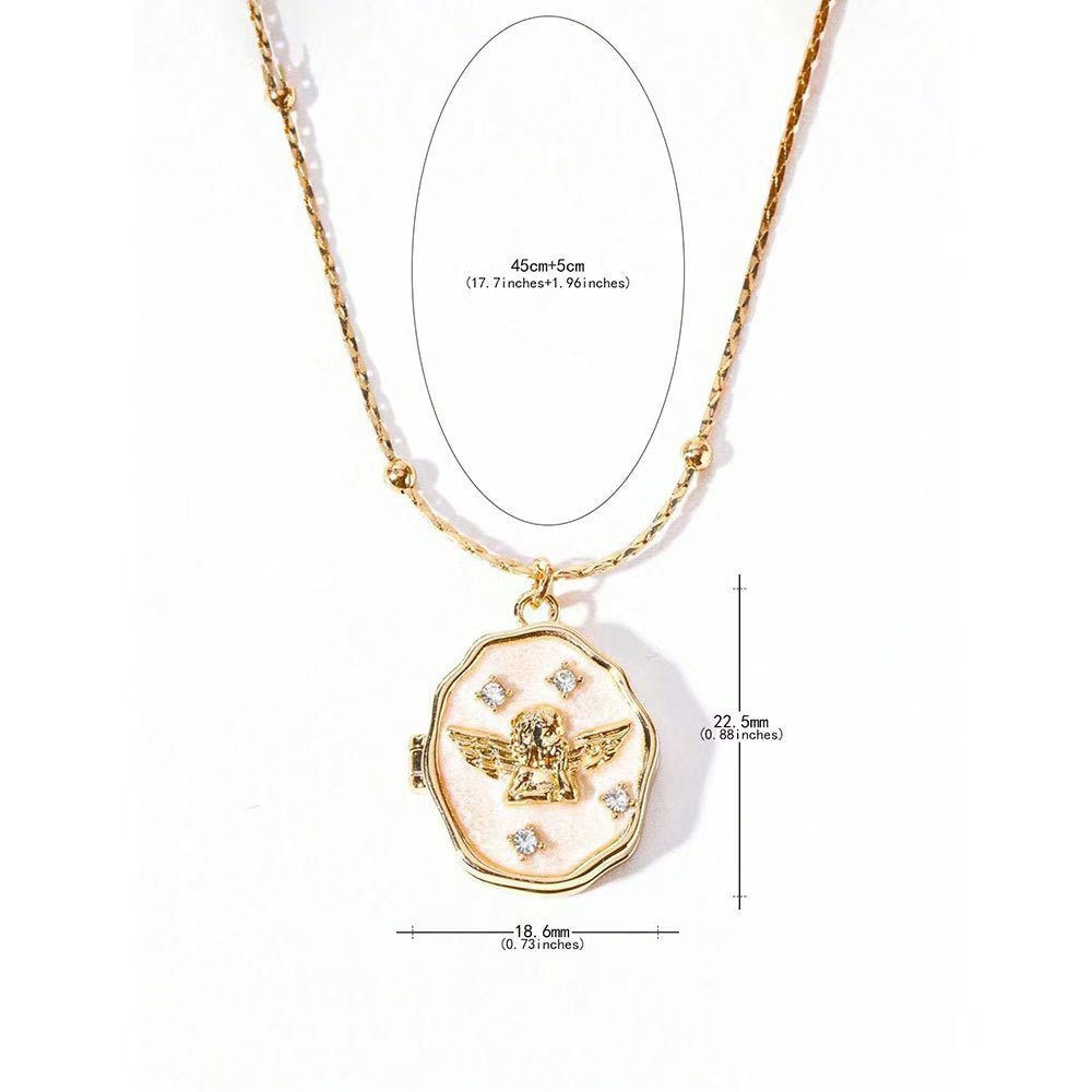 Vintage Angel Locket Necklace – Custom Photo Openable Pendant - Zyrona WorksZyrona Works022Vintage Angel Locket Necklace – Custom Photo Openable Pendant