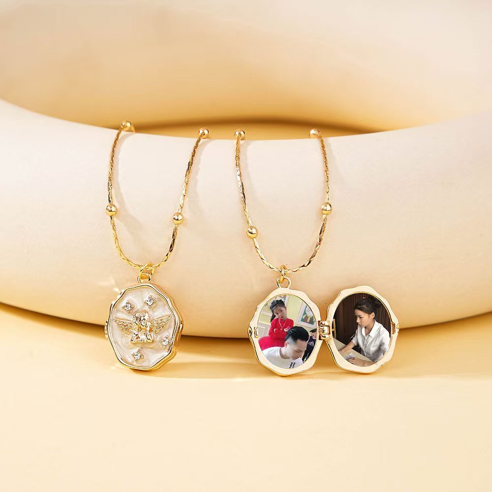 Vintage Angel Locket Necklace – Custom Photo Openable Pendant - Zyrona WorksZyrona Works022Vintage Angel Locket Necklace – Custom Photo Openable Pendant